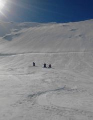 Curve su farina dal punto d'arrivo ai piedi della paretina.