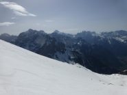 Pendio finale, con il Triglav che fa capolino sullo sfondo