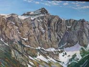 Il Triglav siamo riusciti a vederlo solo così (dipinto dentro il rifugio)