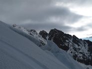 La frattura all'inizio del ghiacciaio della Roccia Viva
