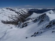 dalla cima, vista sul sottostante Valone dei Dossi che confluisce nel Vallone di Corborant