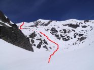 la nostra linea di discesa dal Maniglia nella parte alta