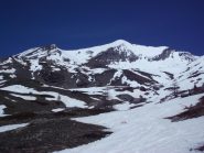 Dall' ultima lingua di neve, sguardo all 'indietro sulla montagna