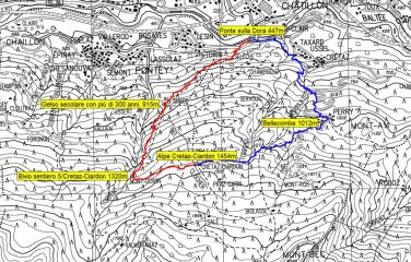 mappa CTR 1/50.000 con itinerario tracciato