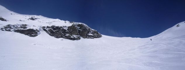 cornice sulla vetta,colletto col traverso,la discesa è iniziata...