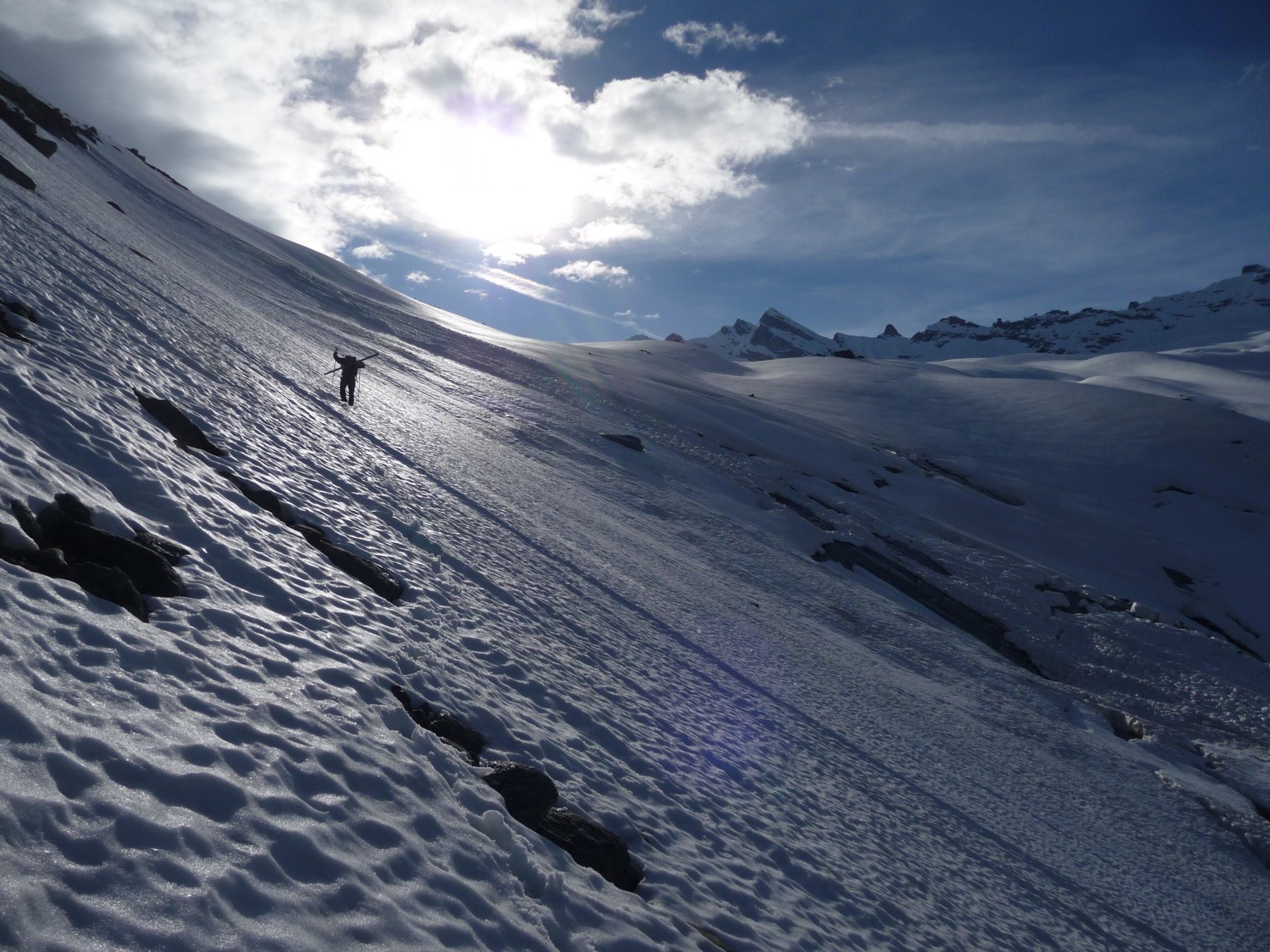 parte superiore del Vallon du Ruisseau all'attacco del Glacier du Mulinet