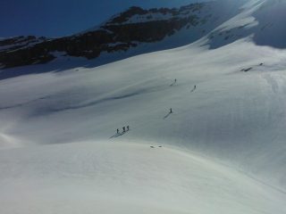 Dal Col de Pariotes vista sull'itinerario di salita