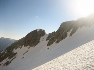 Il pasaggio dalla bocchtta che porta dirattamente sul Ghiacciaio della Maledia.