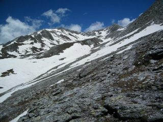 Il vallone di discesa visto dal Colle Reisassetto