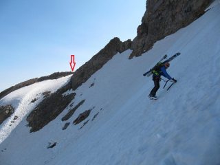 quasi in prossimità del Passo dei Ghiacciai (neve bella dura)