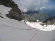 quindi si cala nuovamente verso il Passo dei Ghiacciai