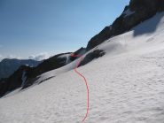 guardando verso est, si vede il percorso verso il Passo dei Ghiacciai