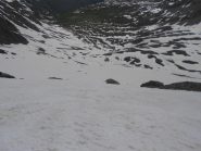 il bel pendio di discesa dalla cima