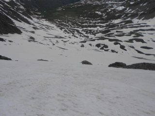 il bel pendio di discesa dalla cima