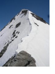La facile e nevosa cresta sud.ovest dalla Bocchetta Avril..