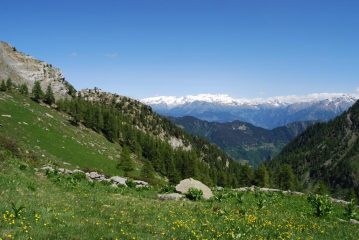 Il gruppo del rosa come lo si vede poco sotto le baite peirosaz