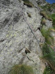 attacco della via Simonetti (cordino indicante la partenza)