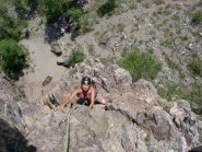 Carla sul 2° tiro del Grand Arete (5c/6a)