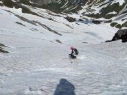 discesa dalla vetta dell'Aiguille des Angroniettes Ovest
