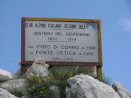 Targa di inizio Sentiero del Centenario