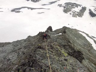Dal primo torrione, vista sulla parte iniziale della via