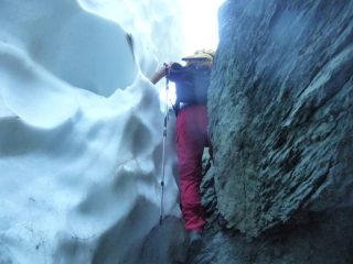uscita dal Buco di Viso in Francia