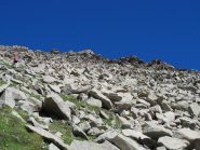 Vicino all'attraversamento della pietraia, in fondo la punta