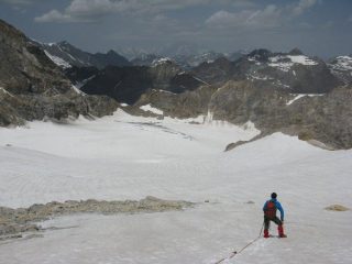 Fase della discesa sul ghiacciaio di Sotses