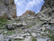 il superamento del canalino sfasciato...