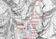 mappa IGN scala 1:25000 e via di salita con il possibile anello