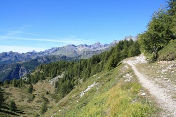 ...IL BREVE TRATTO DI SENTIERO IN PIANO CHE PORTA AL COLLETTO DI CHENEIL...