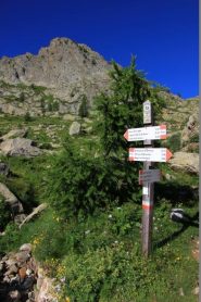 Cartelli indicatori all'incrocio degli itinerari del giro dei laghi