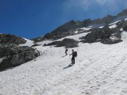 Il primo tratto di ghiacciaio dopo il colle