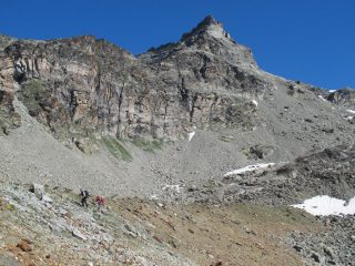 Risalendo il cordone morenico sotto il Monte Redessau