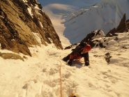 primo sole sul canalino d'accesso