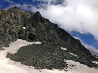 cresta e attacco via normale visti dal colletto della quota 3020