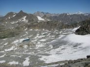 La conca glaciale dove avviene il traversone di salita