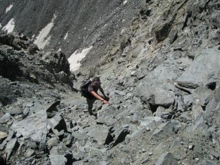 Stefano all'uscita del canale di salita