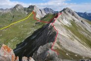 Visti dalla croce il percorso di andata (rosso) e ritorno (giallo)