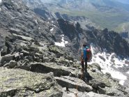 Facile cresta nei pressi della cima durante la discesa