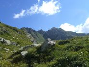 Verso il lago Santanel, con il Facciabella sullo sfondo