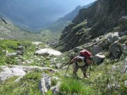 In salita nel canale della Comba del Giardino