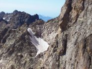 Passo dei detriti, con l'attacco della cengia alla sud