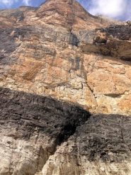 l'evidente fessura della via degli strapiombi