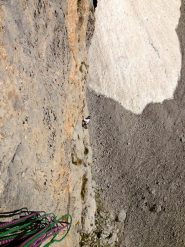 Nicola su L2 della via il canto delle sirene, Cima Susat