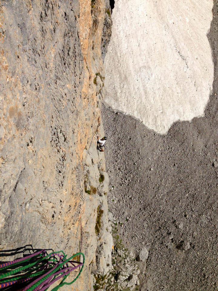 Nicola su L2 della via il canto delle sirene, Cima Susat