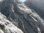 Il punto dove si abbandona la dorsale di Punta Furnà per iniziare il traverso che porta verso il canalone