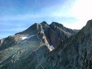 la via di salita vista dal colle Saint Robert