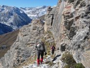 ritorno dalla cengia del Passo del Puntet