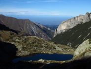 Le ombre avanzano sul lago del Frisson e dietro il Rosa è bianchissimo